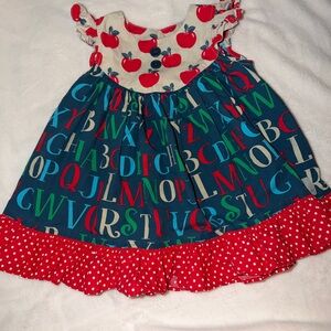 Charming Alphabet Kids Dress with Red Accents